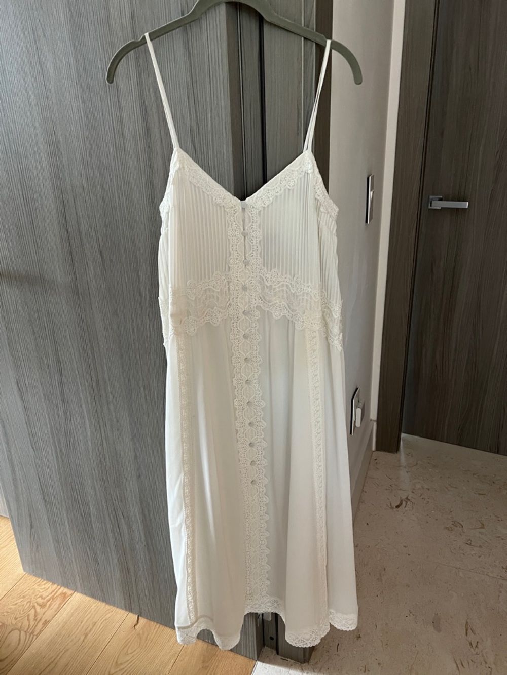 NWT $795 CAROLINE CONSTAS white midi dress chiffon S - Picture 2 of 9